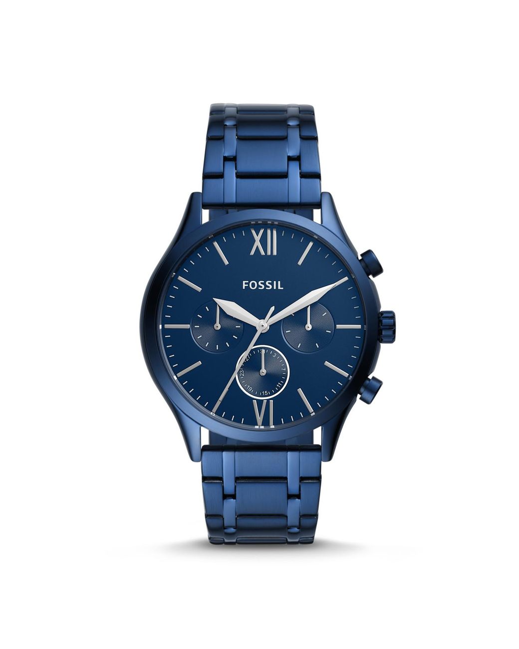 Fossil Fenmore Midsize Multifunction Navy Stainless Steel Watch BQ2403