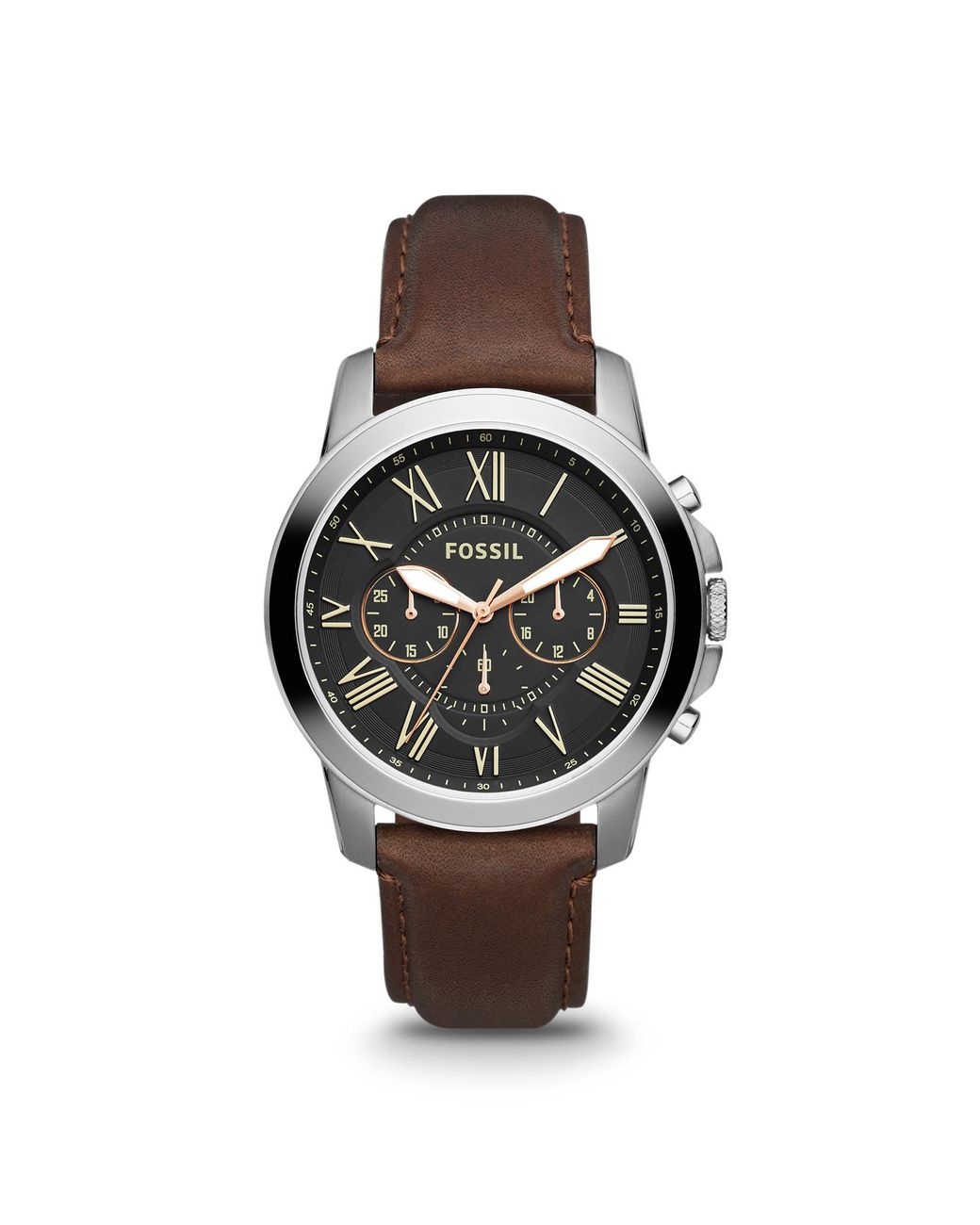 fossil grant chronograph leather watch