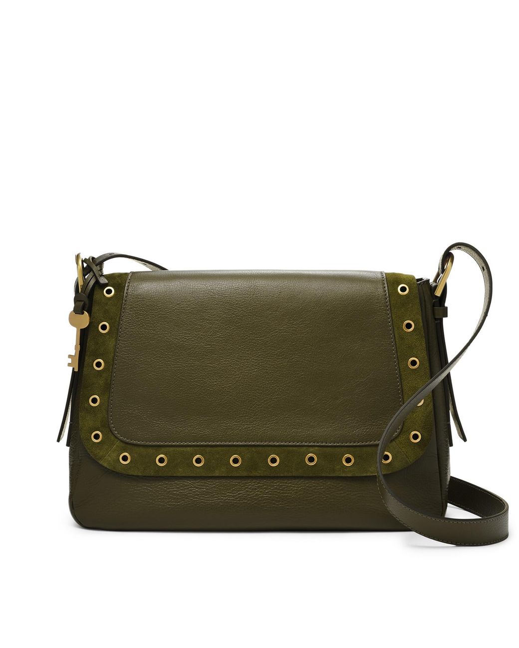 Fossil Harper Ecoleather Large Flap Crossbody Purse Handbag in Green