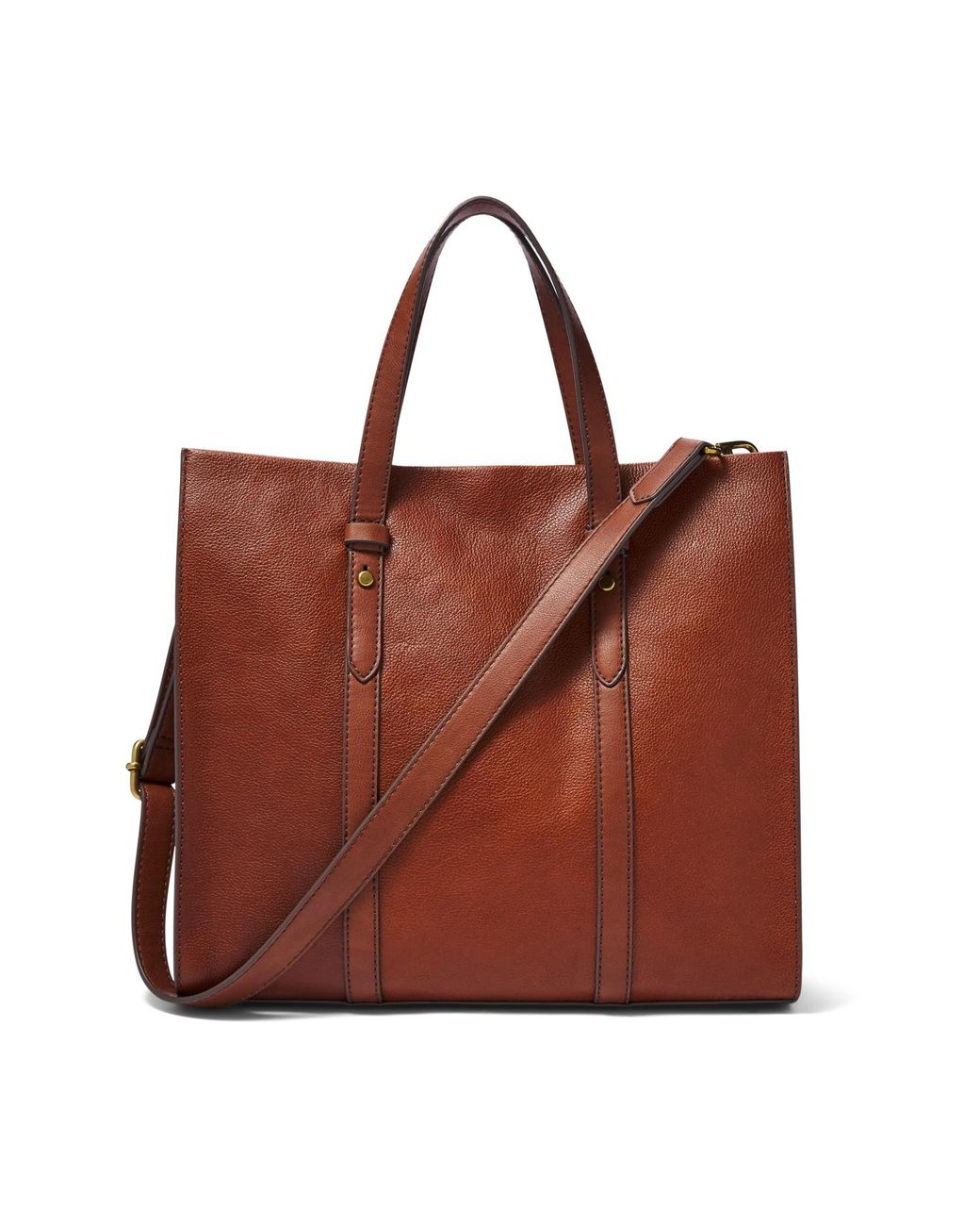 fossil brown leather handbag