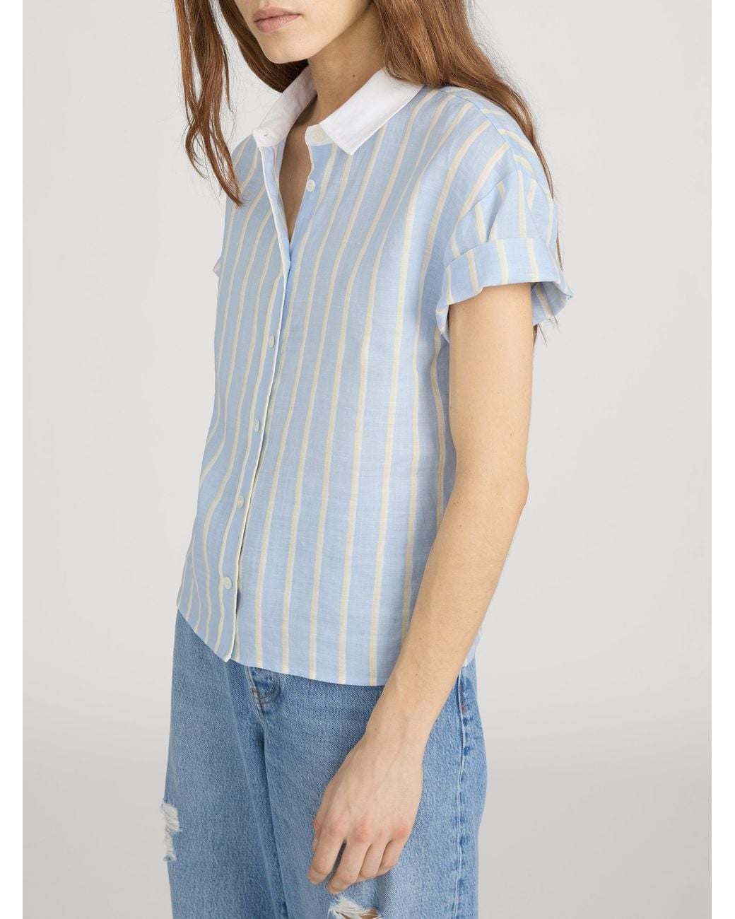 FRAME Blue The Linen Boardwalk Shirt