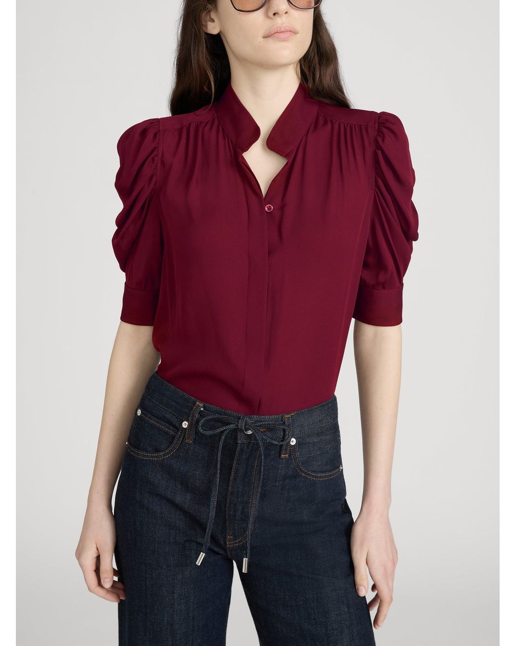 FRAME Red The Gillian Top