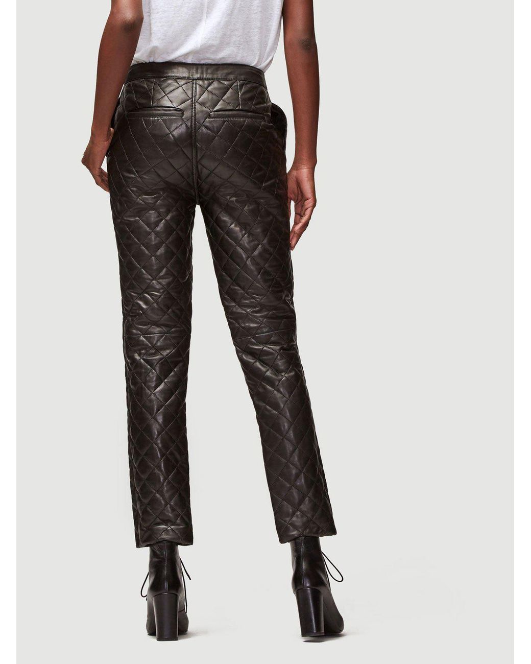 FRAME Quilted Leather Pant in Black | Lyst