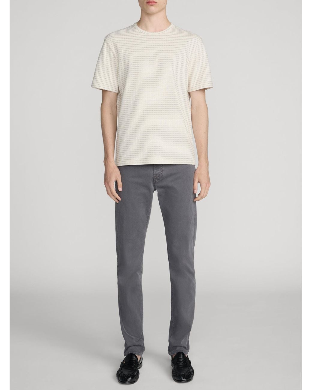 FRAME White Jacquard Stripe Tee for men