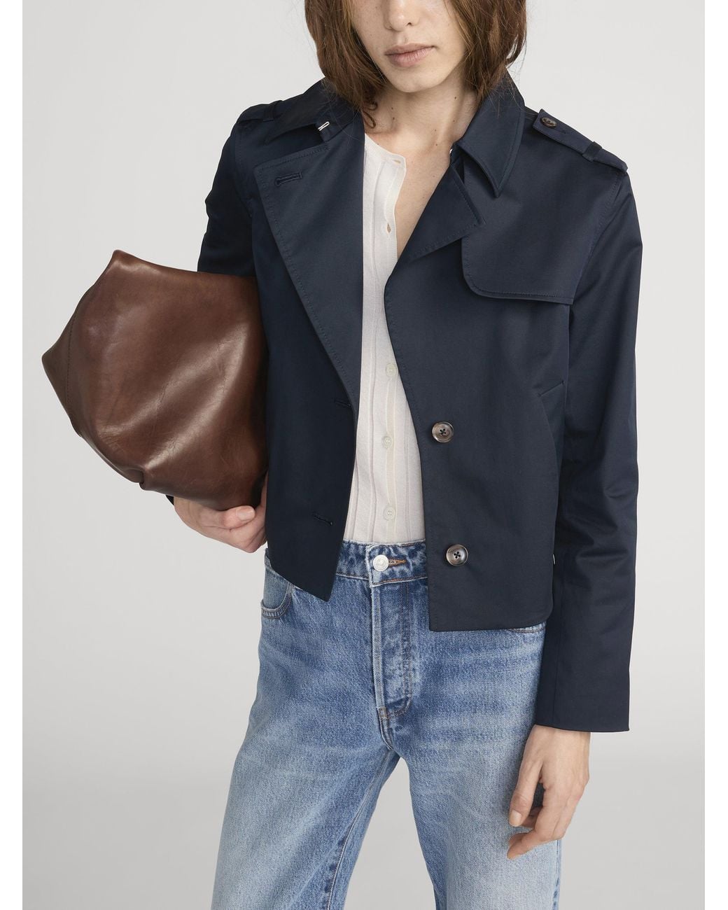 FRAME Blue The Short Trench Jacket