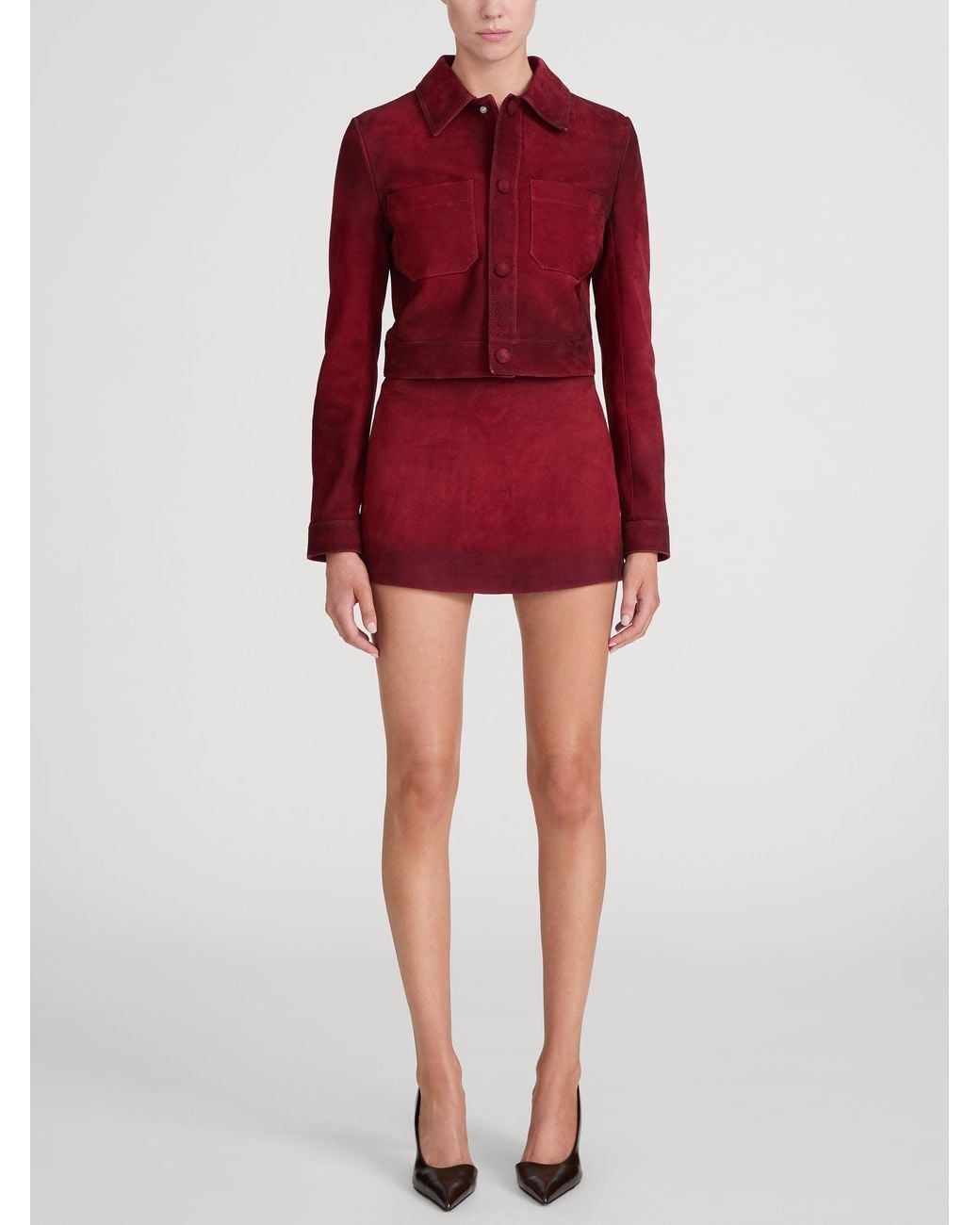 FRAME Red The Suede Mini Skirt