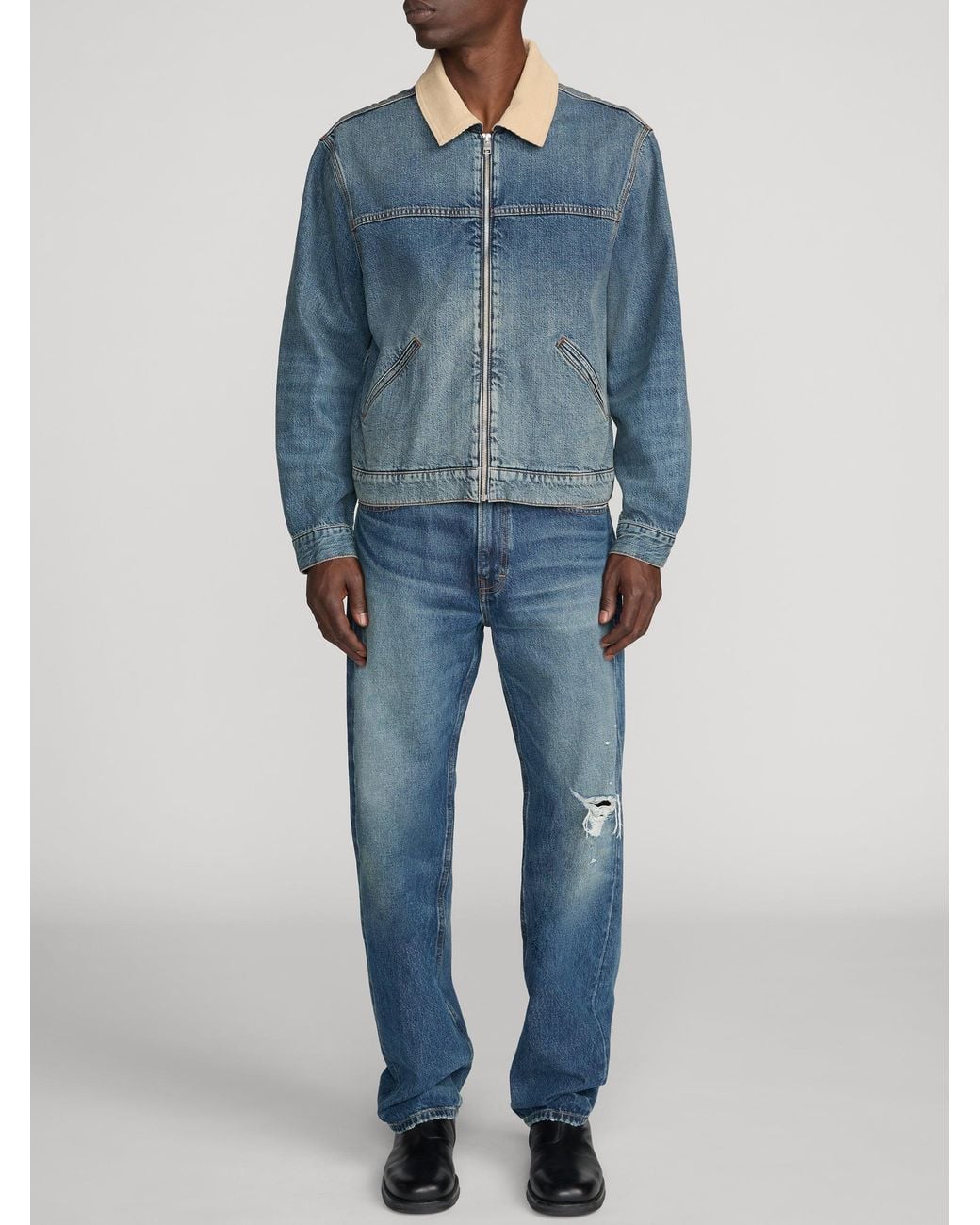 FRAME Blue Denim Zip Trucker for men