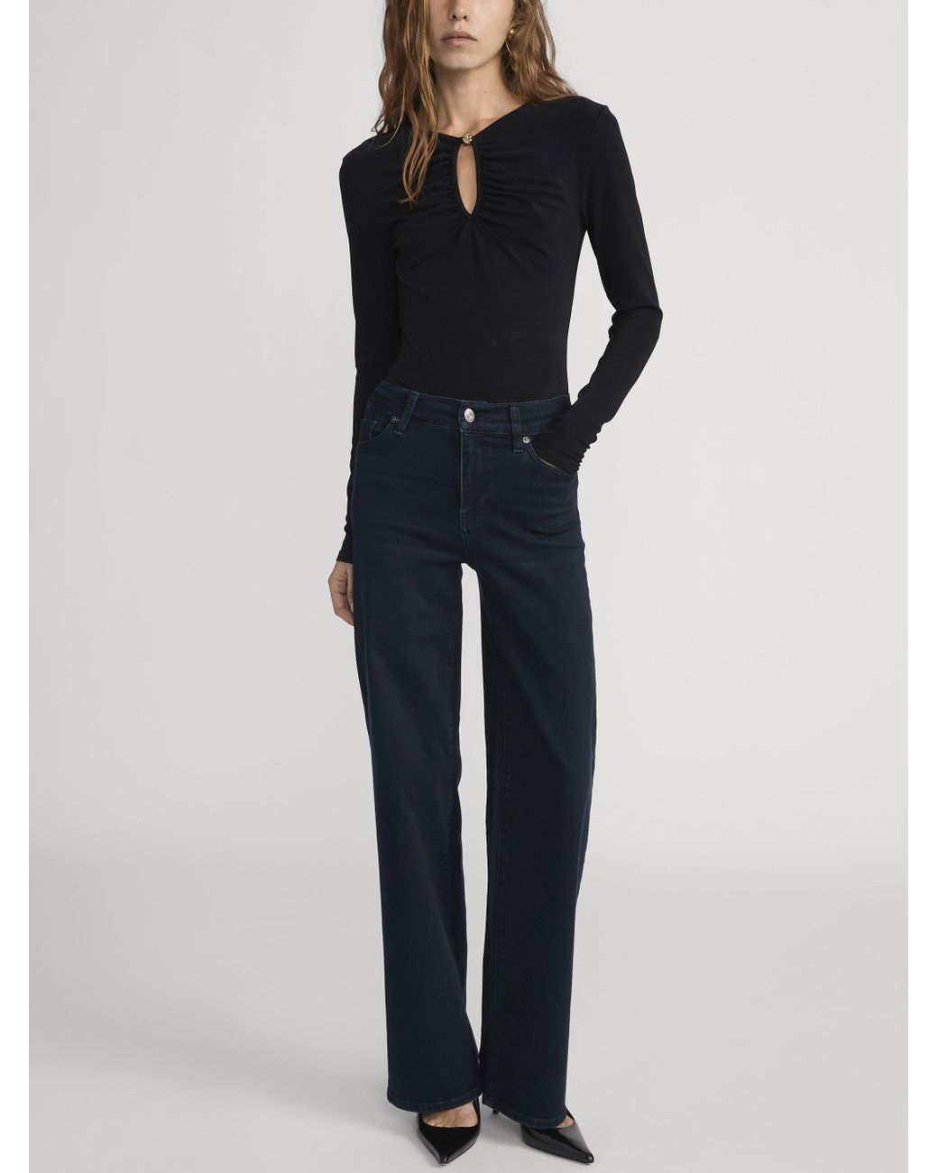 FRAME Blue The Keyhole Top