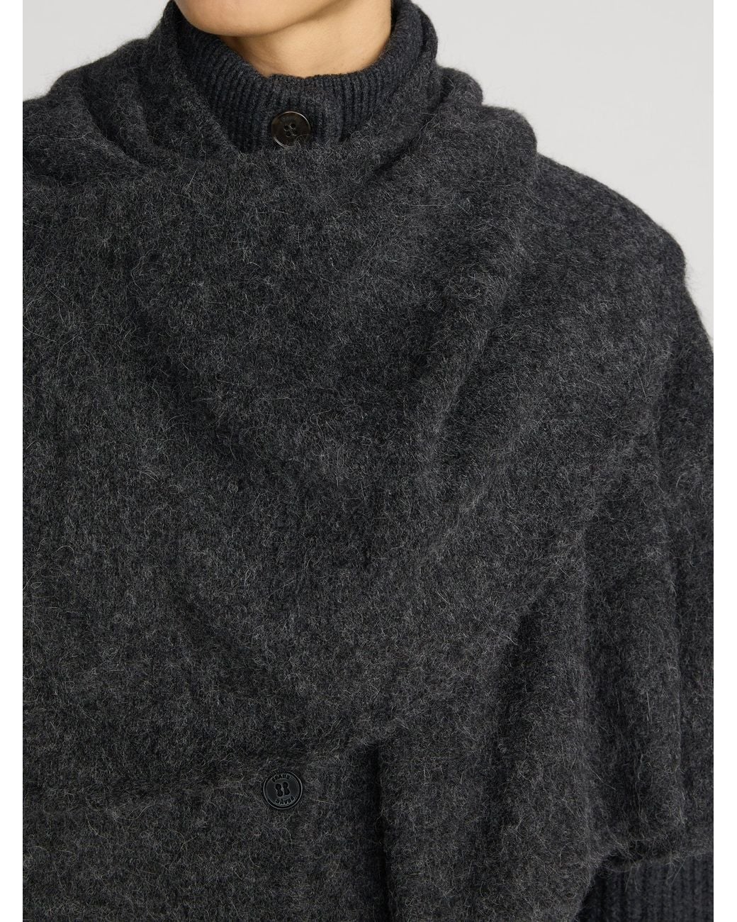 FRAME Black The Wrap Cape Coat