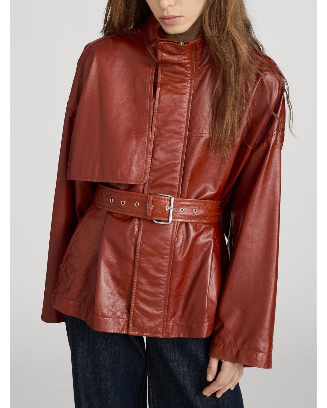 FRAME Red The Paper Leather Trench