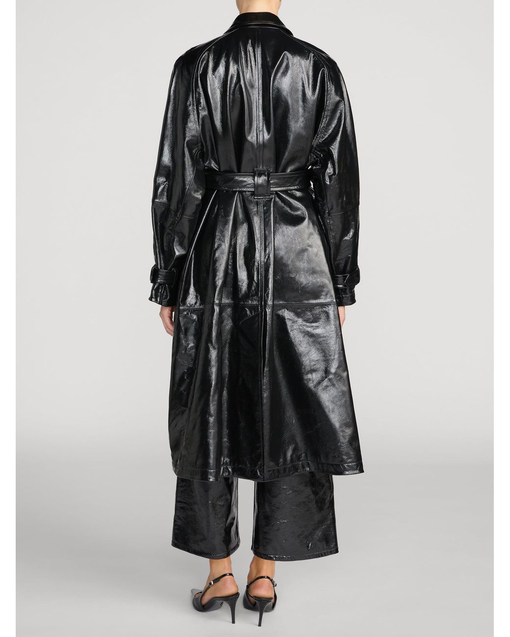 FRAME Black The Patent Leather Mac Coat