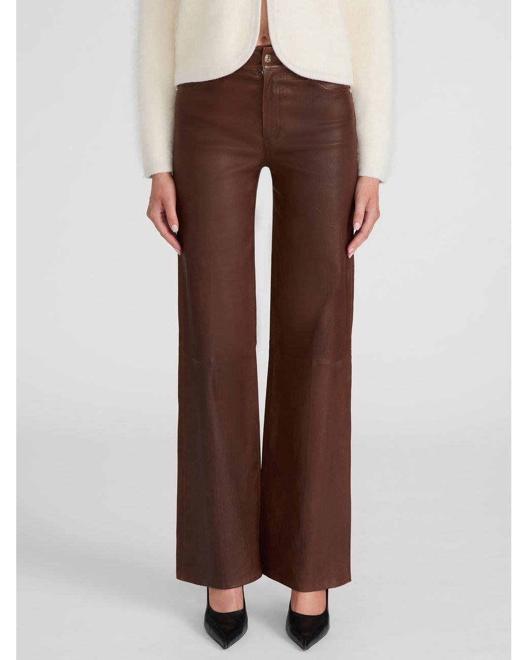 FRAME Brown Le Slim Palazzo Leather