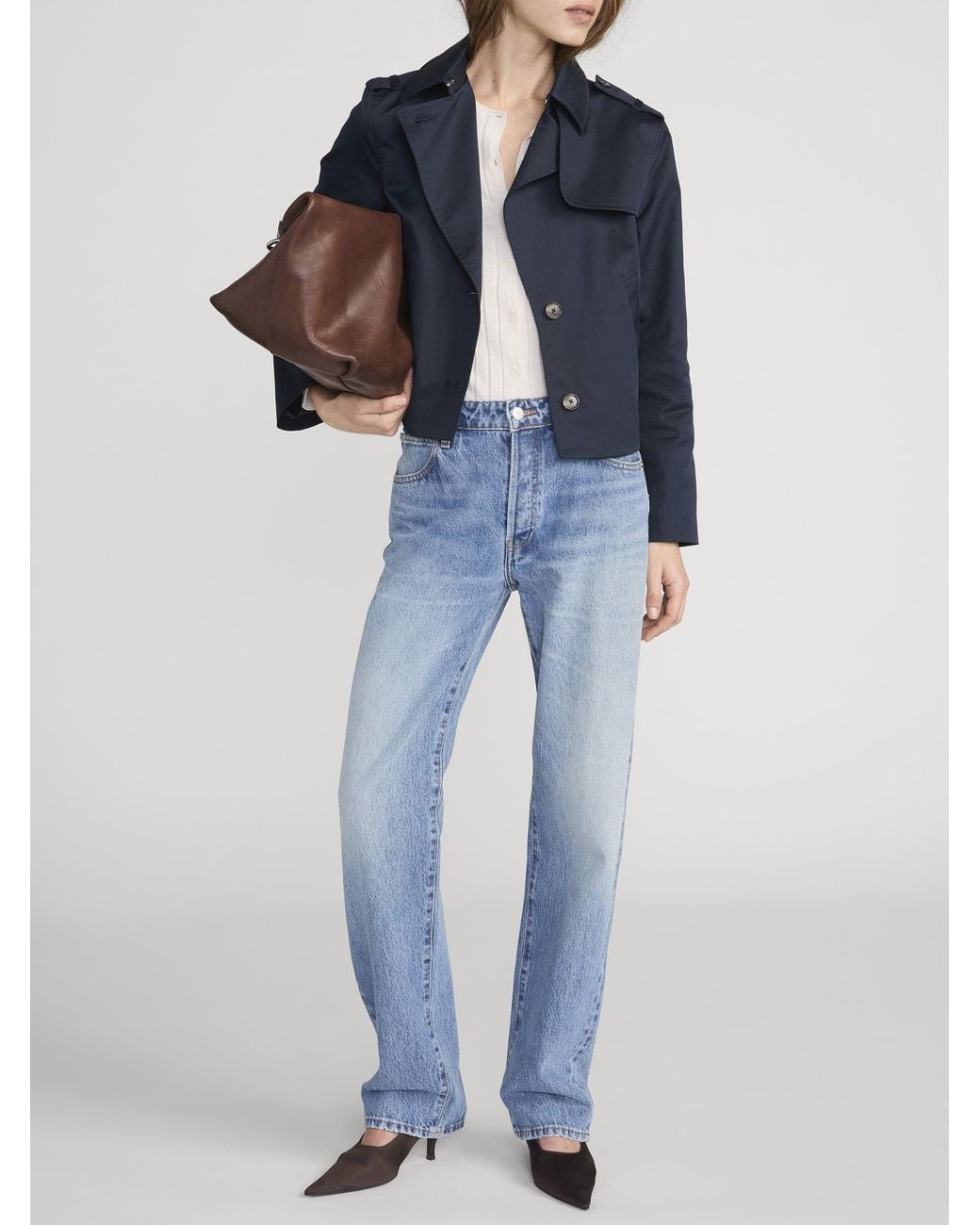 FRAME Blue The Short Trench Jacket