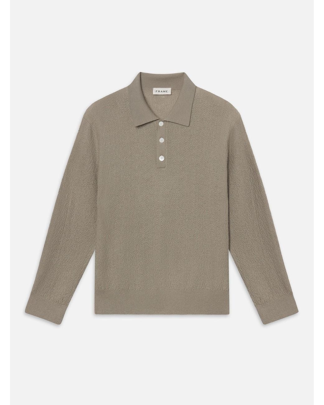 FRAME Natural Long Sleeve Polo Sweater