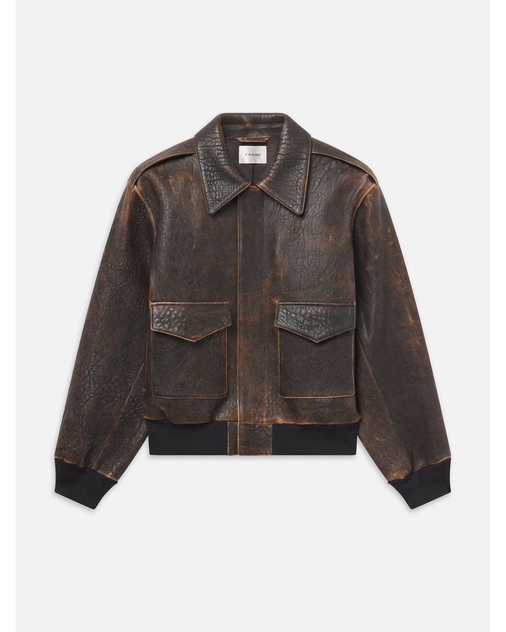 FRAME Brown The Shrunken Flight Jacket