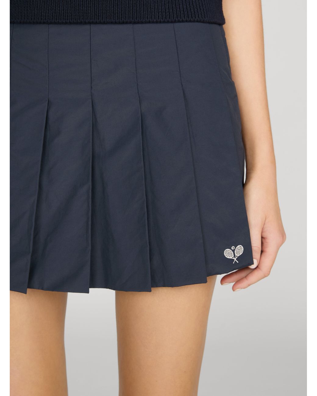 FRAME Blue The Tennis Pleated Skirt