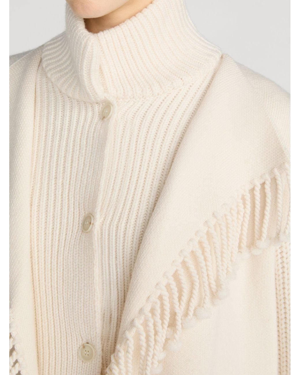 FRAME Natural The Cropped Jacquard Fringe Coat