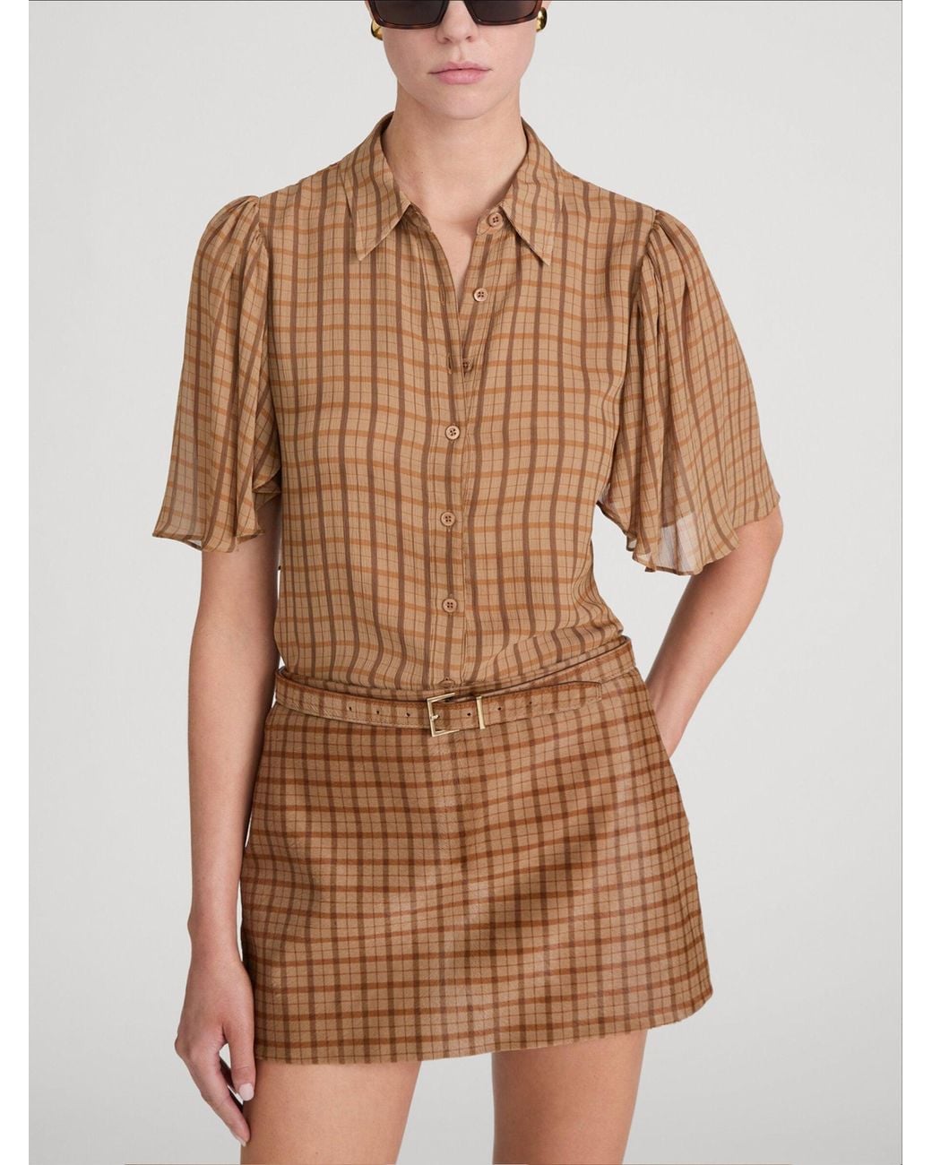 FRAME Brown The Flutter Shirt