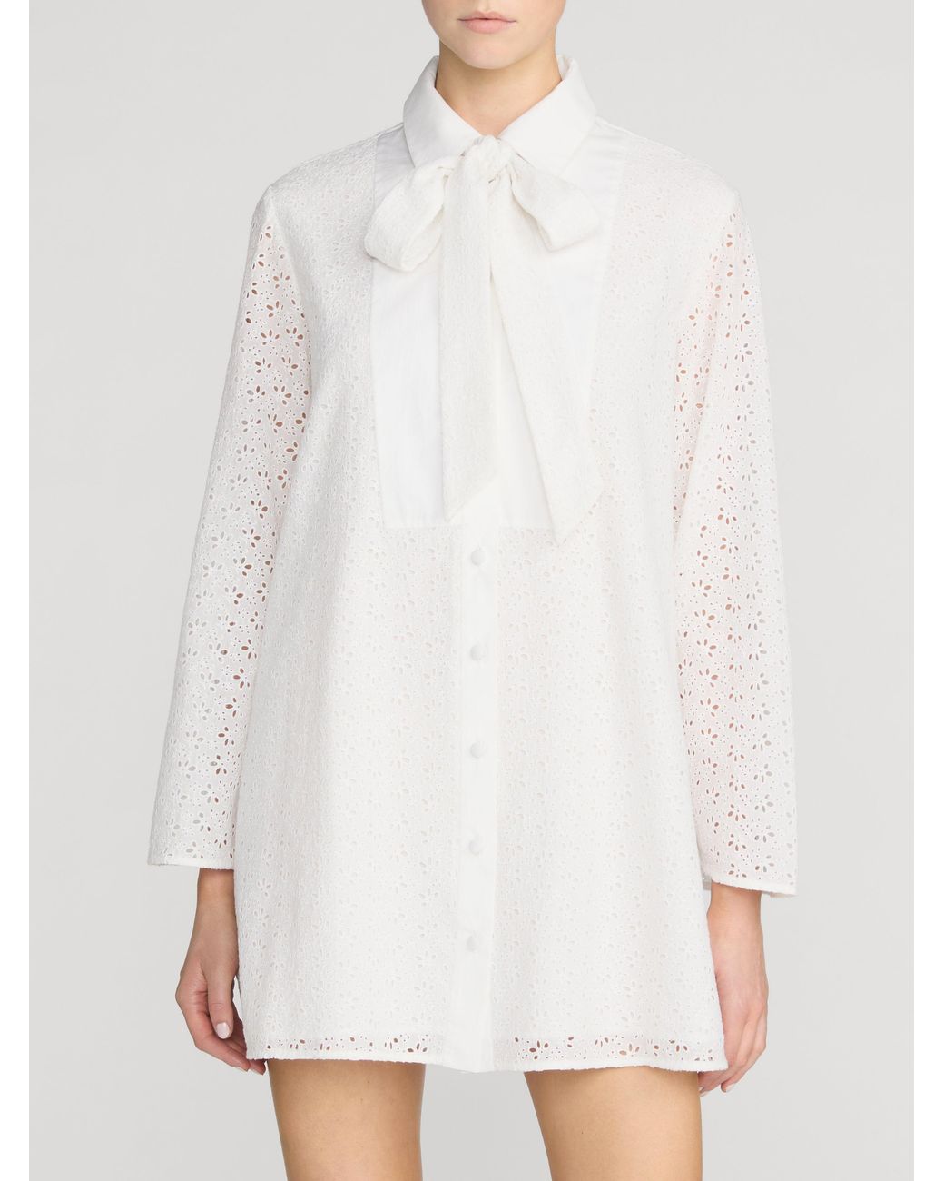 FRAME White The Eyelet Tuxedo Dress