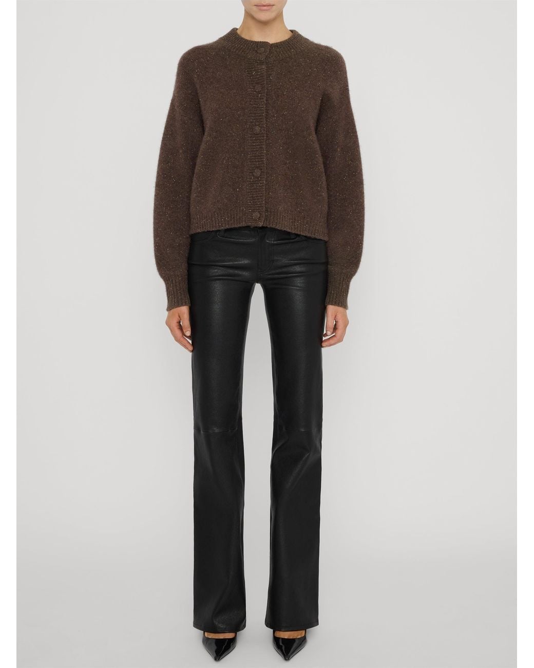 FRAME Brown The Cashmere Fleck Cardi