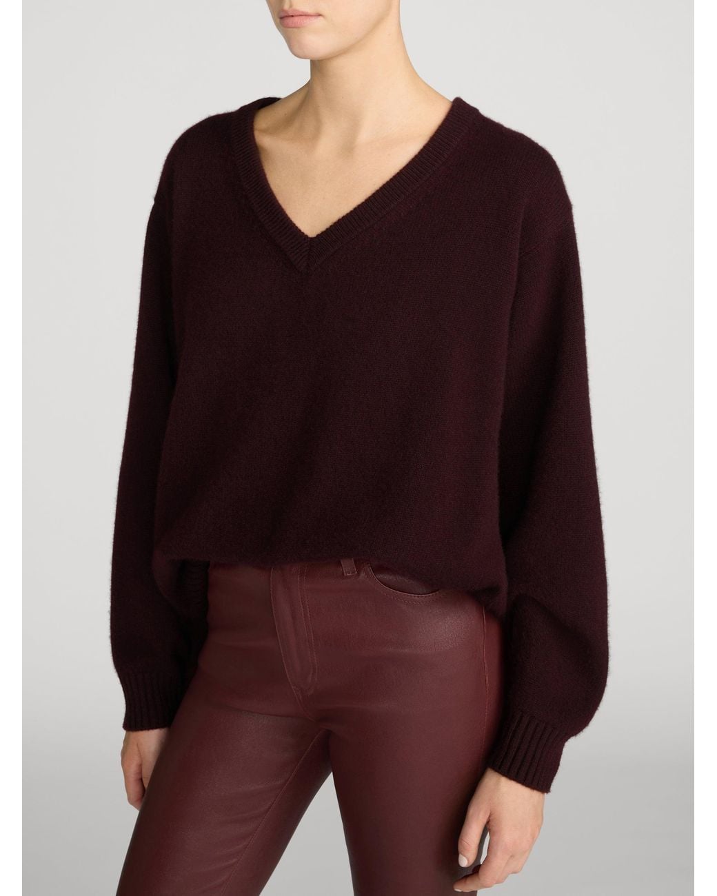 FRAME Red The Cashmere Relaxed V Sweater