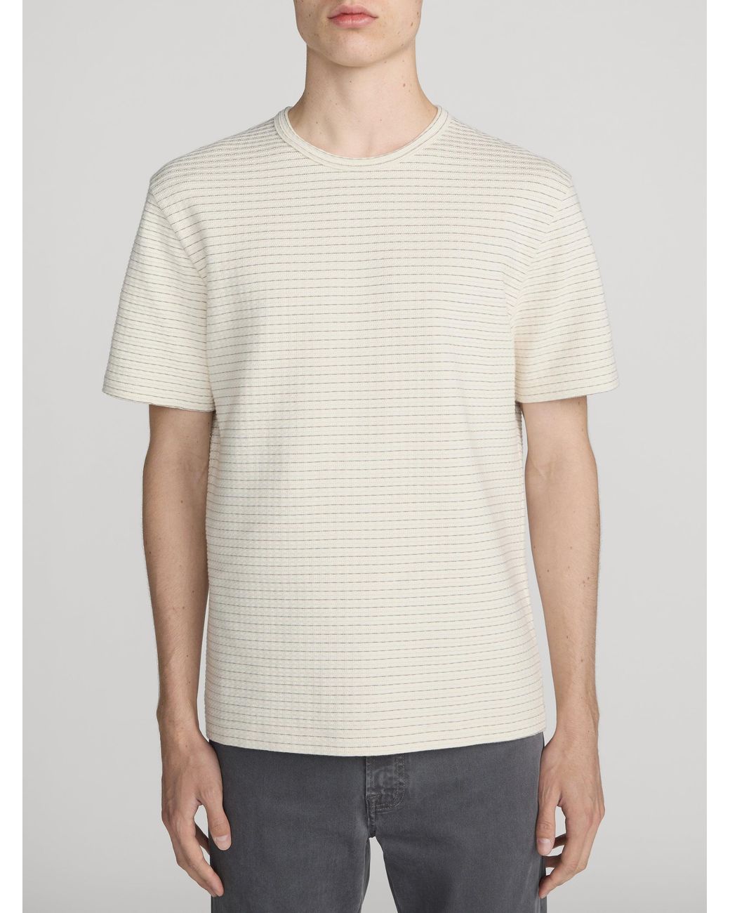 FRAME White Jacquard Stripe Tee for men