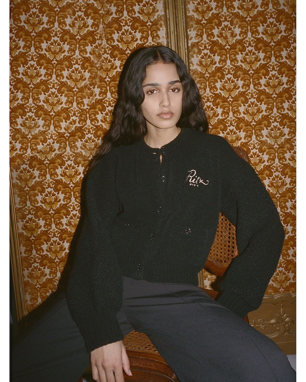 FRAME Black Ritz Mixed Stitch Sweater