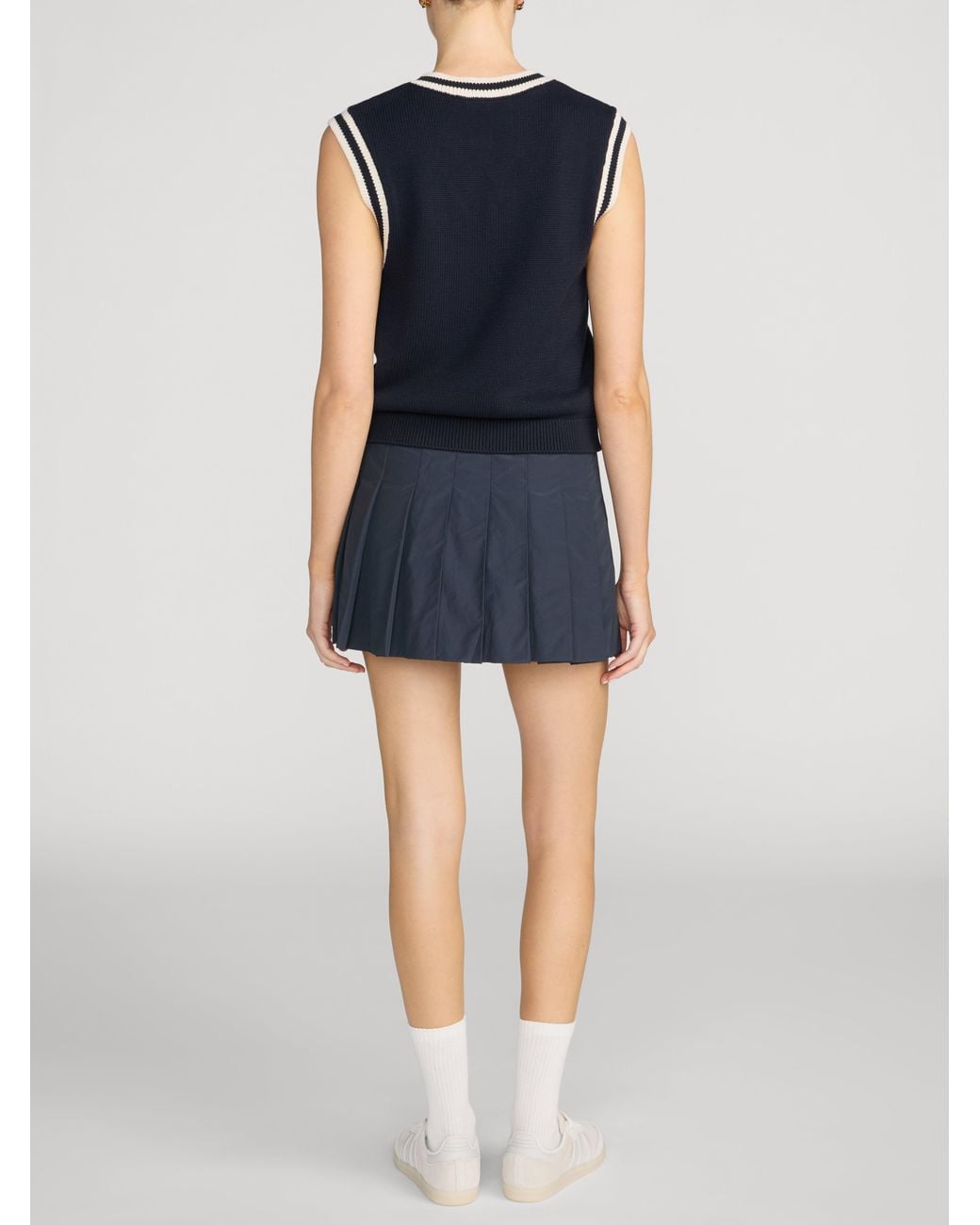 FRAME Blue The Tennis Pleated Skirt