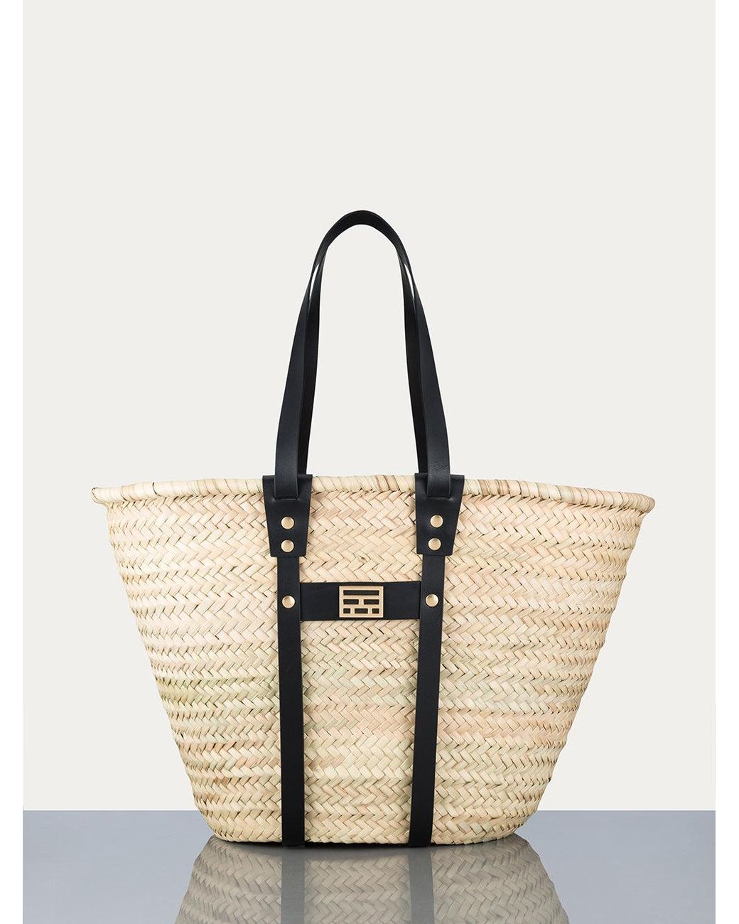 FRAME Straw Tote in Black Lyst