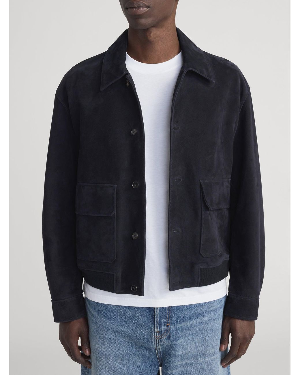 FRAME Blue Suede Blouson for men