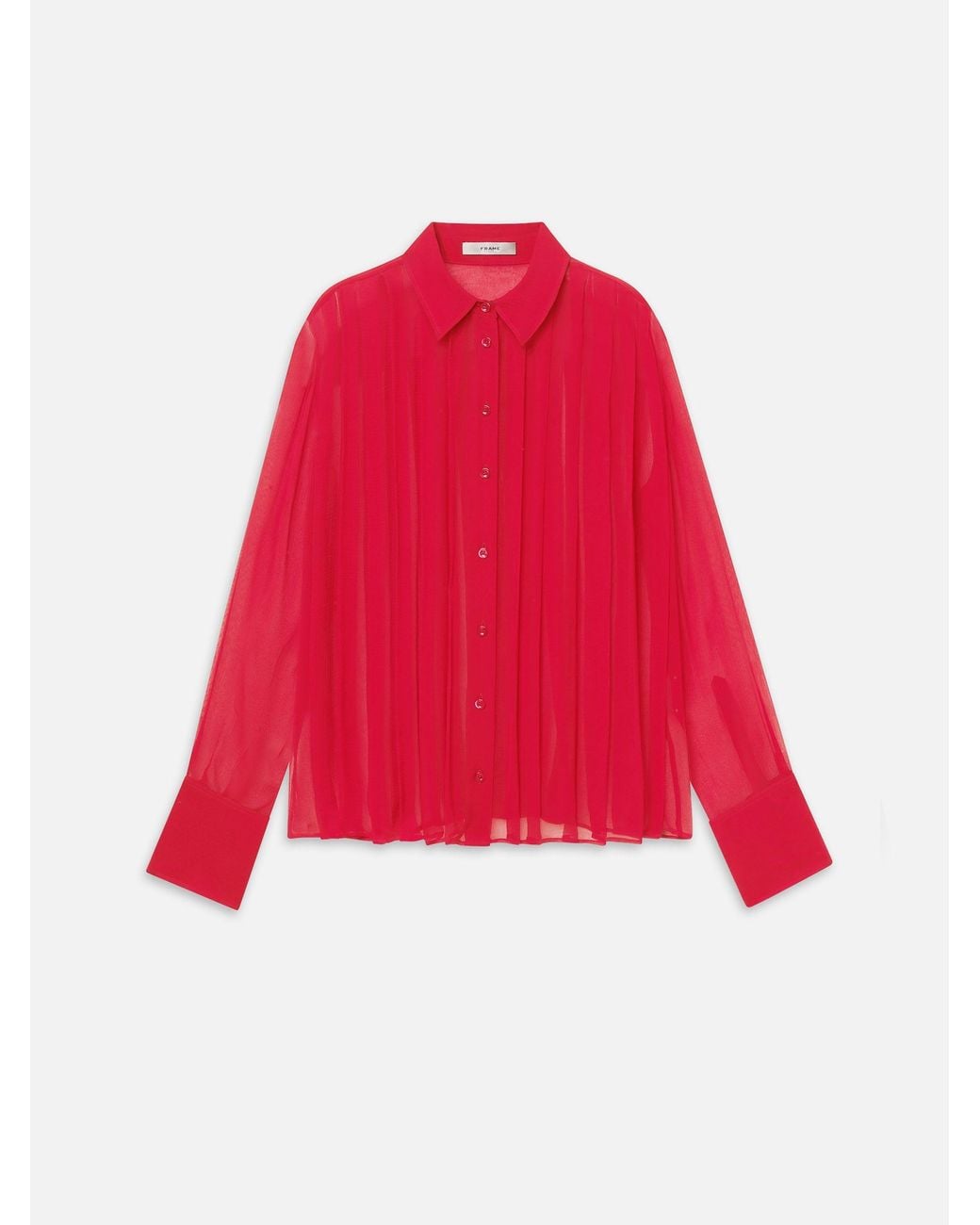 FRAME Red The Whisper Pleat Top