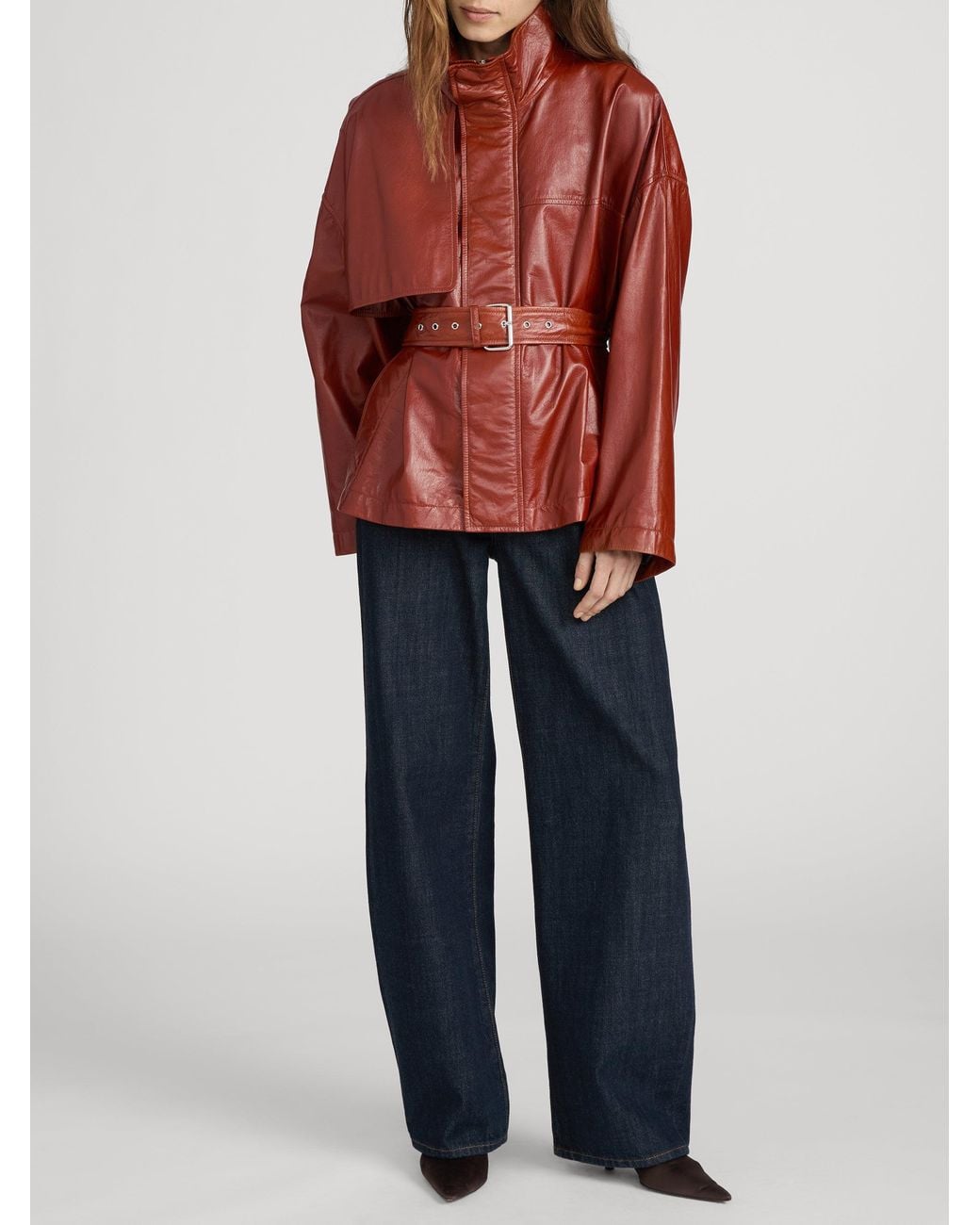 FRAME Red The Paper Leather Trench