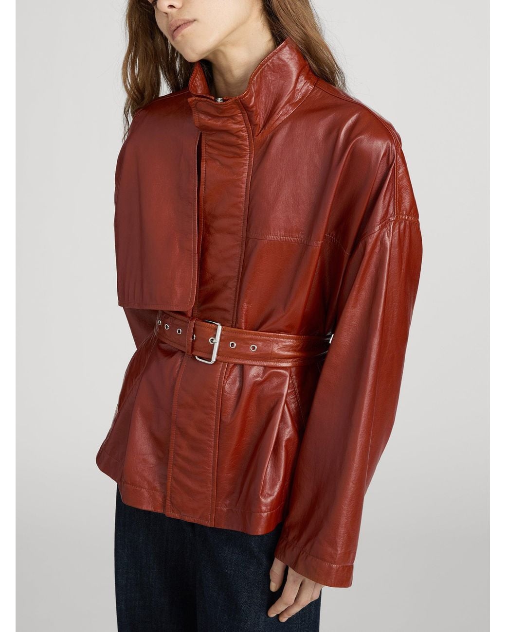 FRAME Red The Paper Leather Trench