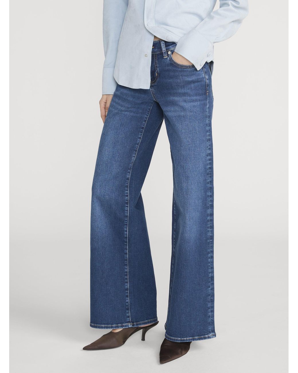 FRAME Blue Low Rise Le Slim Palazzo
