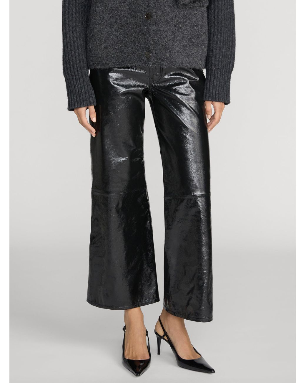 FRAME Black The Patent Leather Swing Trouser