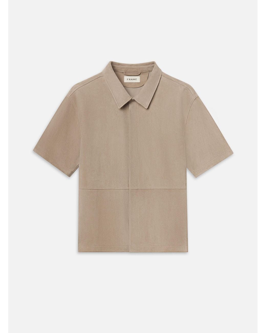 FRAME Natural Short Sleeve Suede Shirt for men