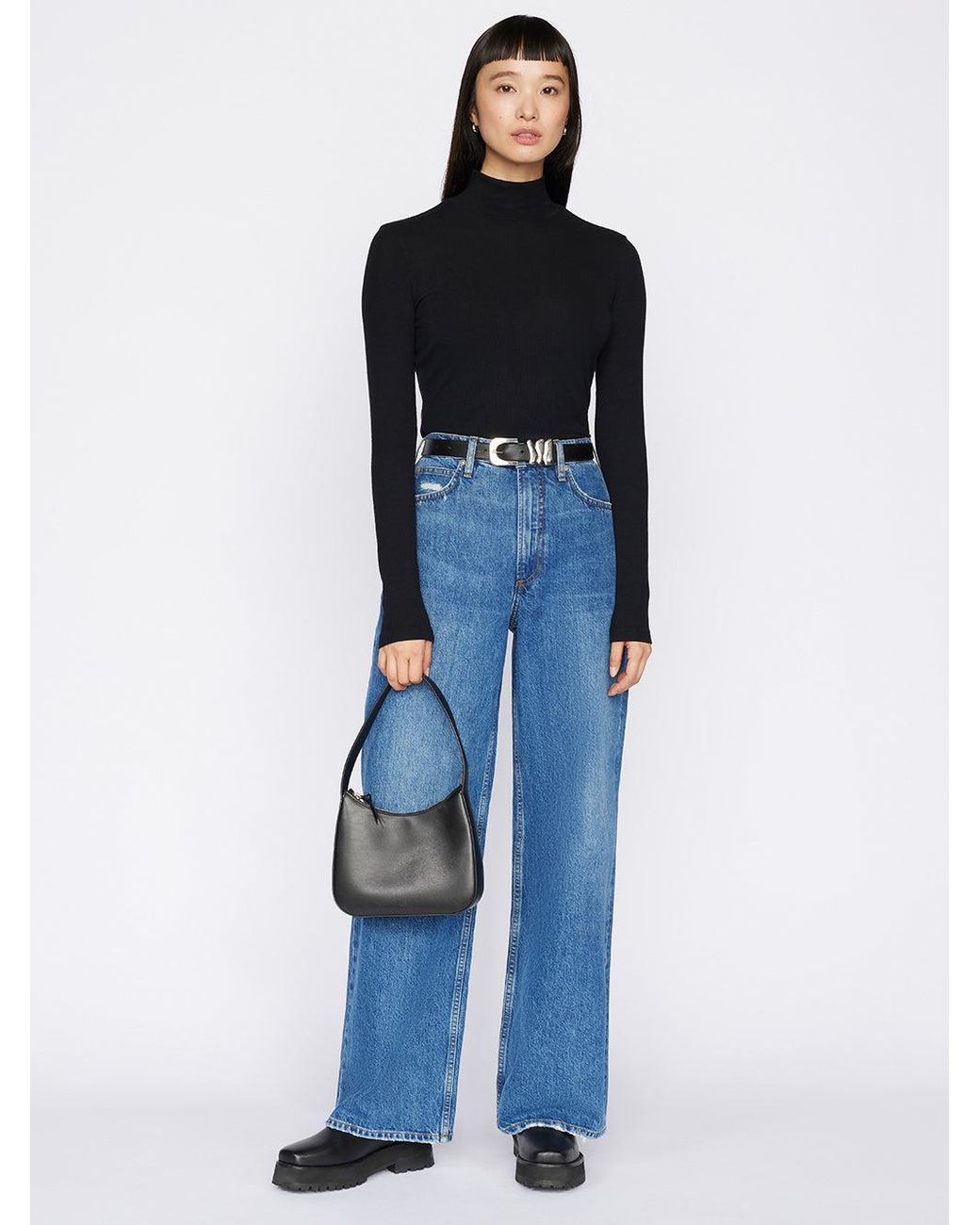 【関税込み】FRAME ブルー Le High N Tight ストレートジーンズ Le High 'N' Tight high-rise jeans in blue - Frame | Mytheresa