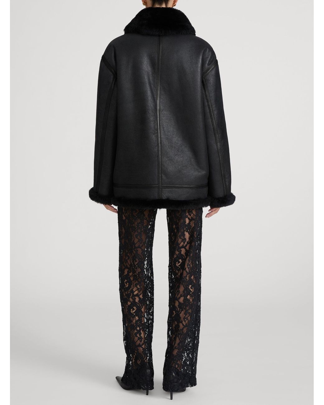 FRAME Black The Shearling Aviator Jacket