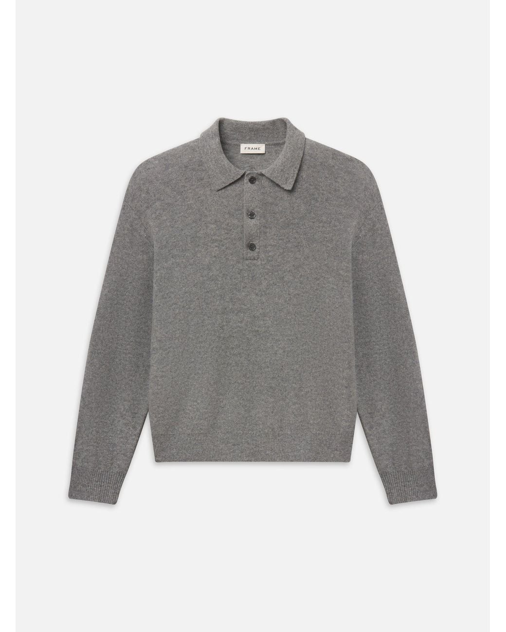 FRAME Gray Boiled Wool Polo Sweater for men