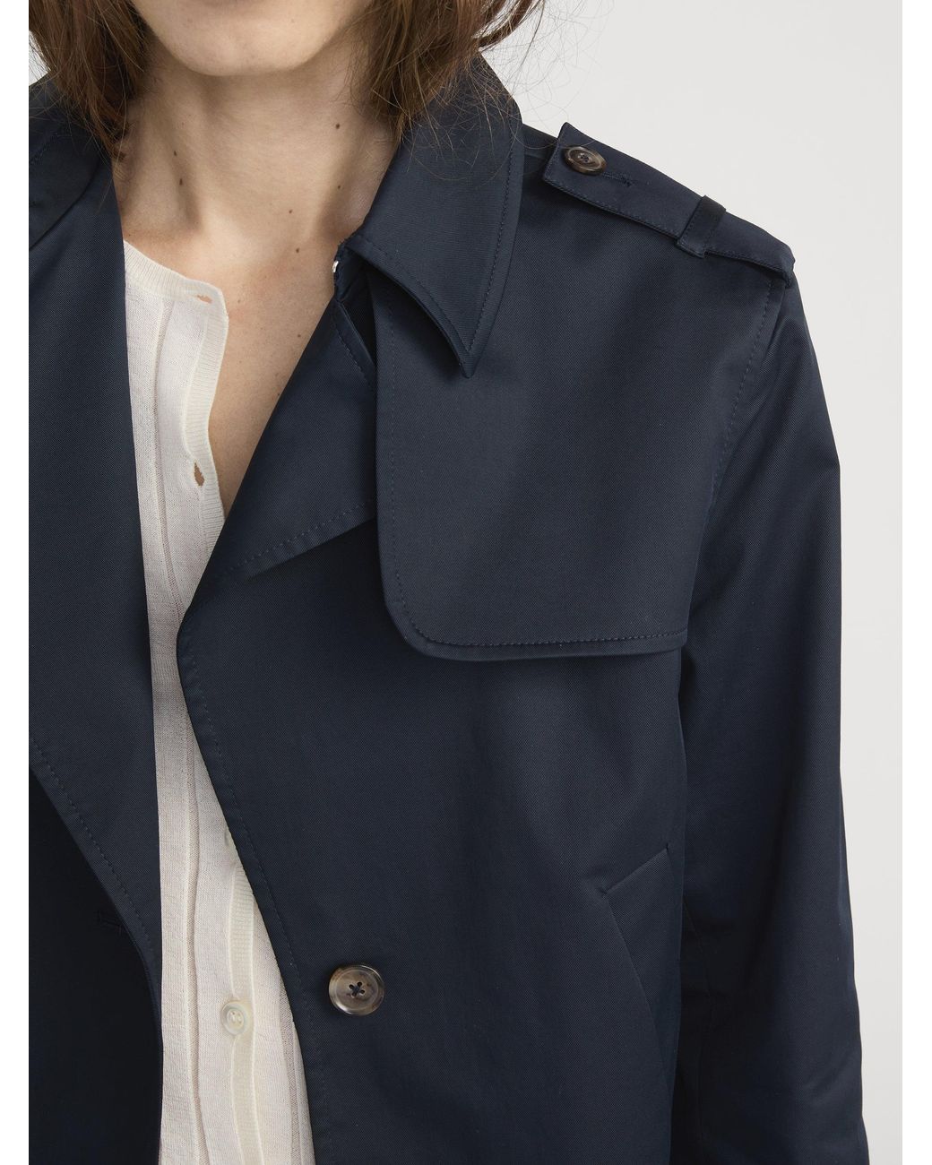 FRAME Blue The Short Trench Jacket