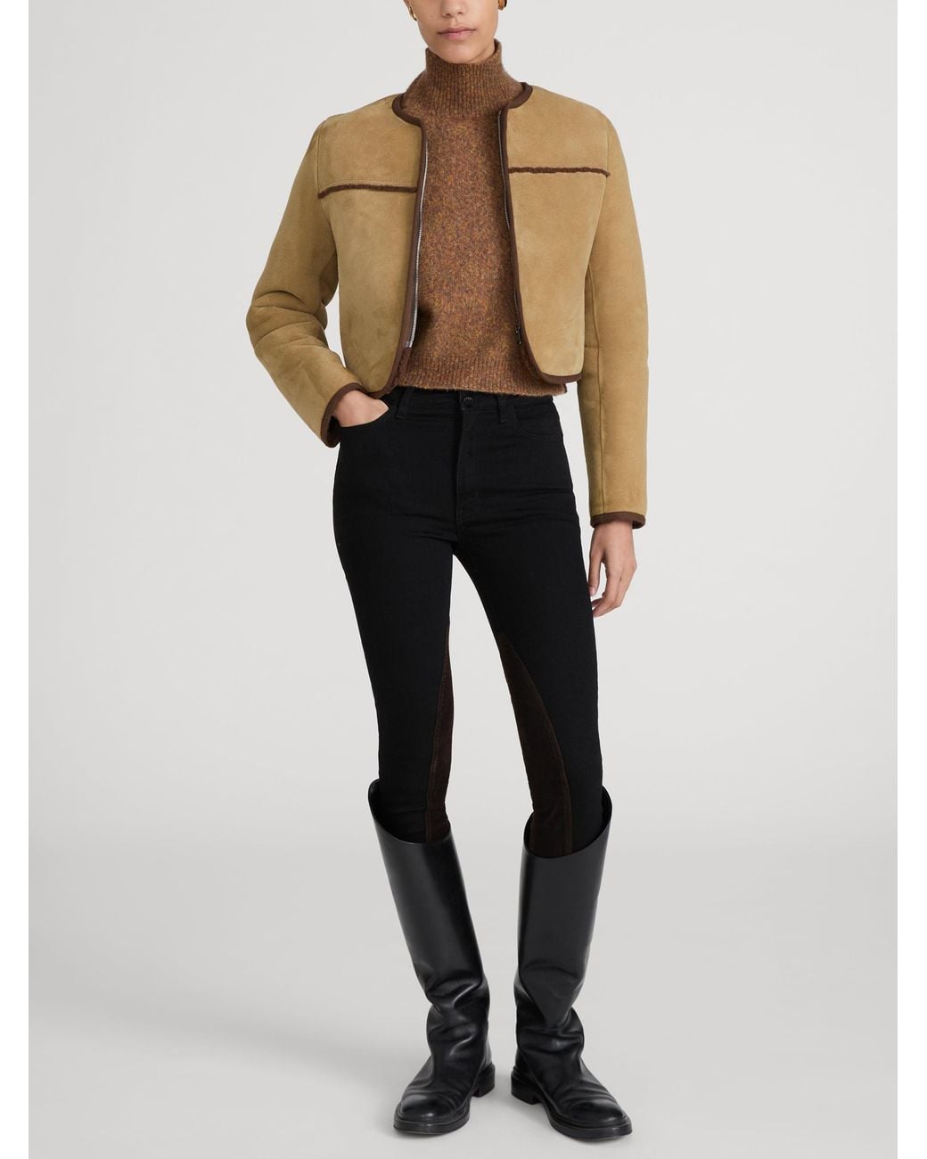 FRAME Natural The Equestrian Shearling Jacket