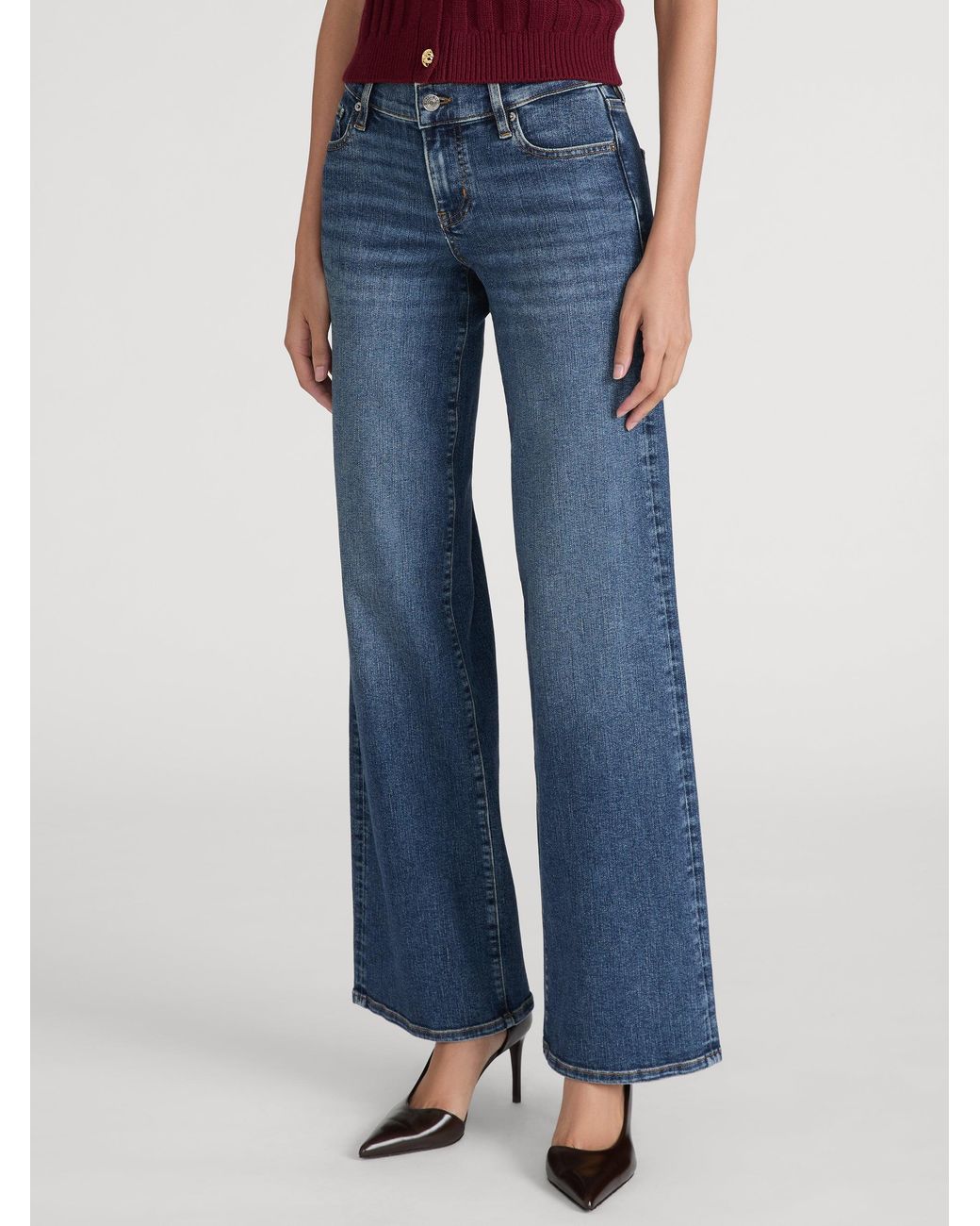FRAME Blue The Low Rise Slim Palazzo