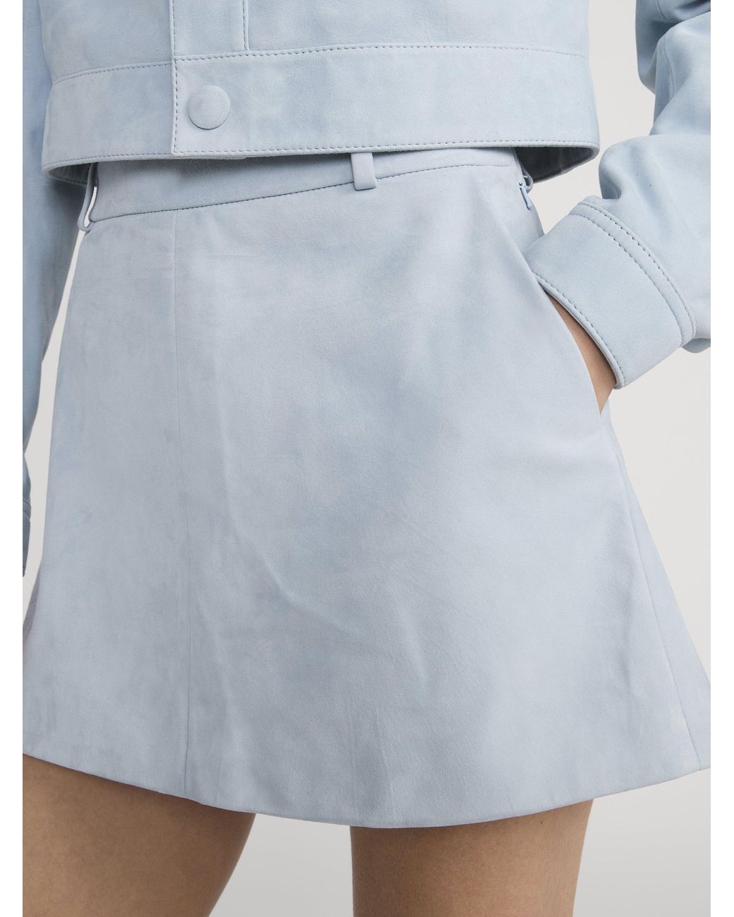 FRAME White The Suede Mini Skirt