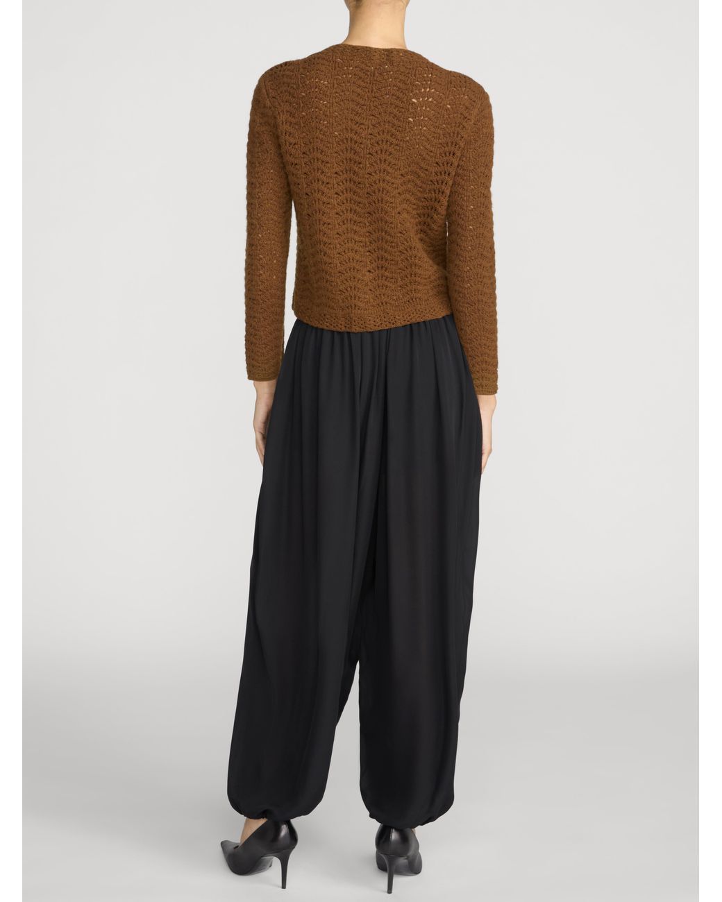 FRAME Brown The Chevron Knit Cardi