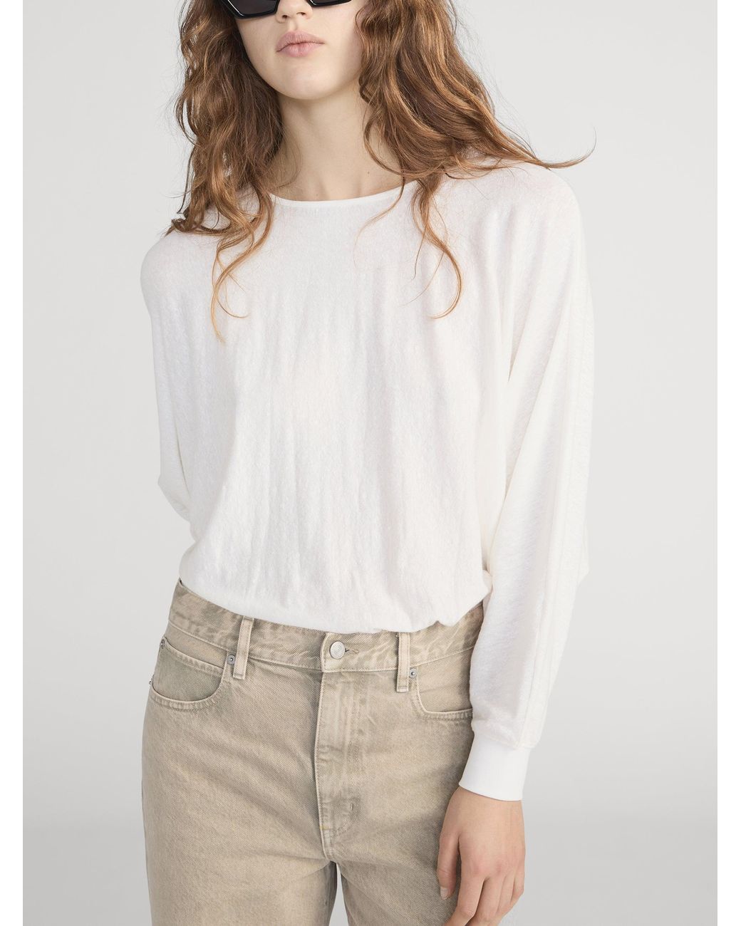 FRAME The Slouch Top in White | Lyst UK