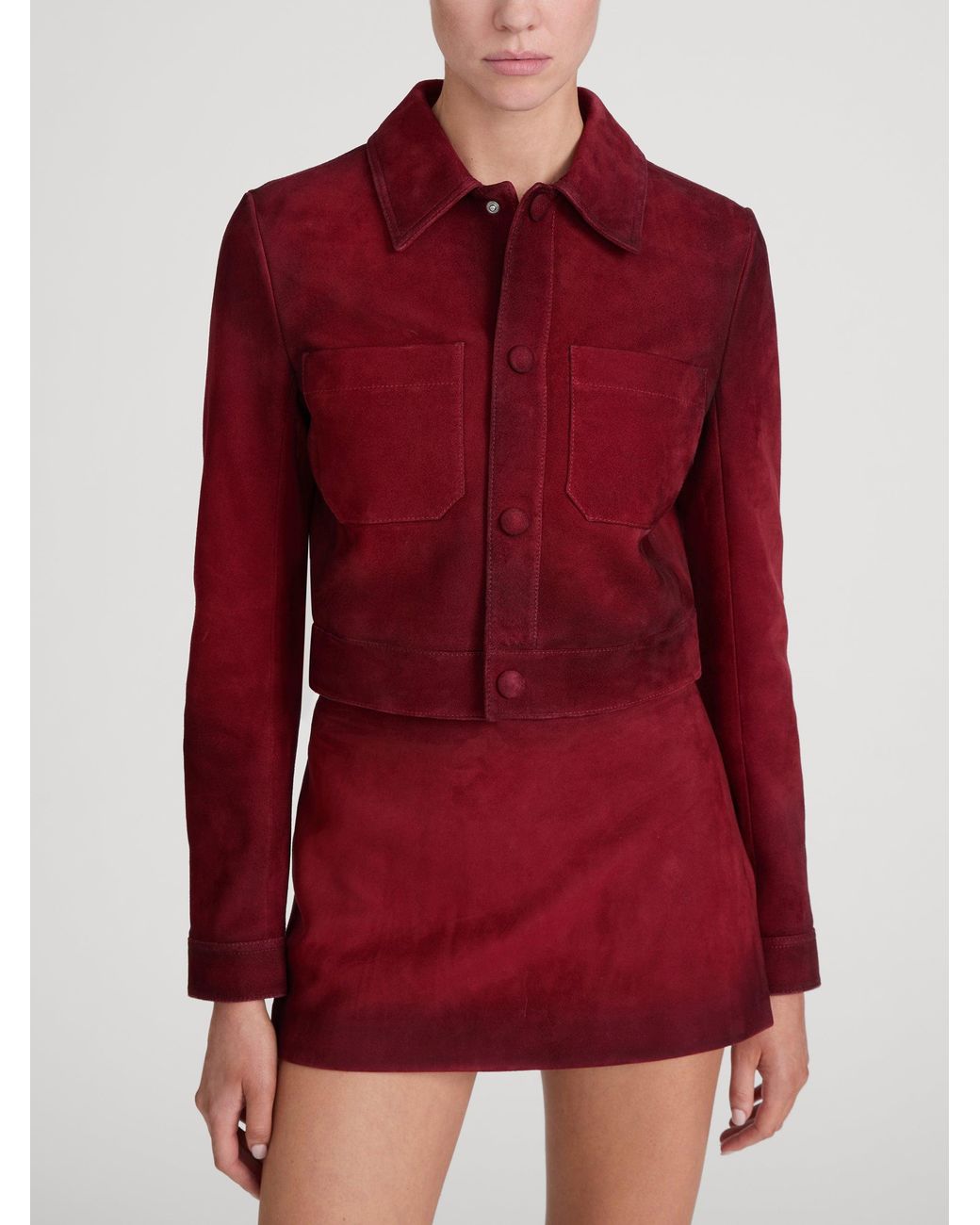 FRAME Red The Small Suede Jacket