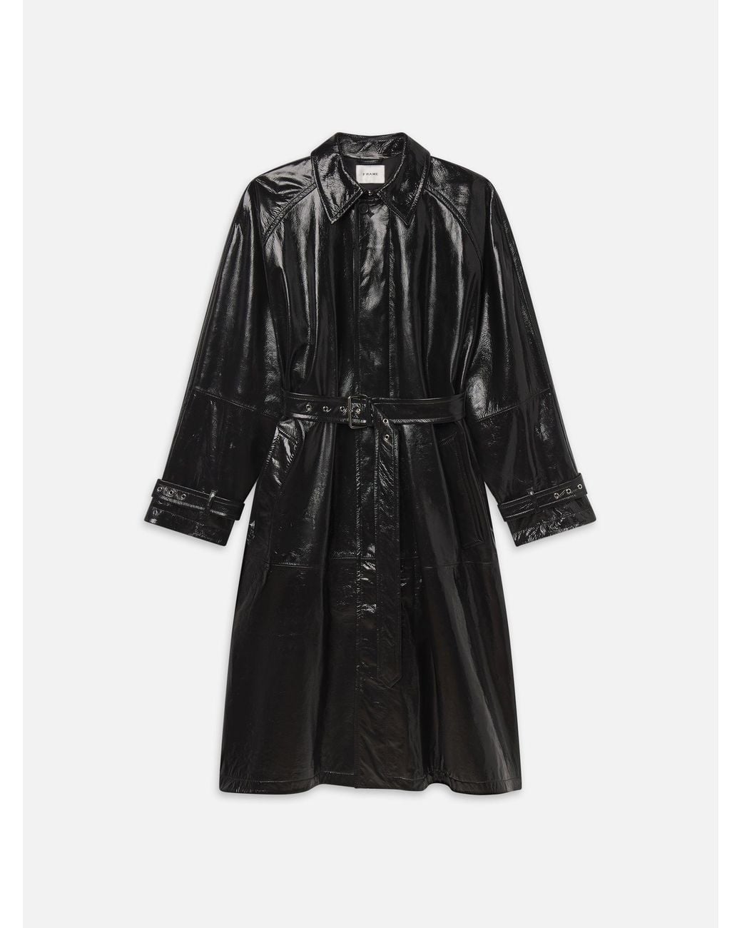 FRAME Black The Patent Leather Mac Coat