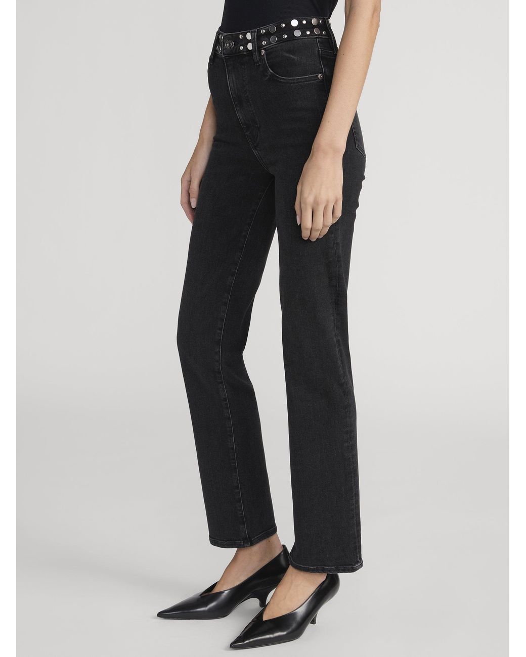 FRAME Black Le Sleek Straight Studded