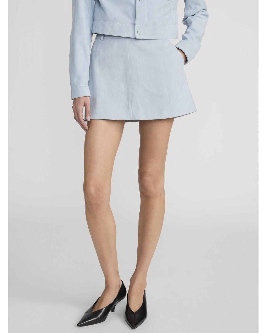 FRAME White The Suede Mini Skirt