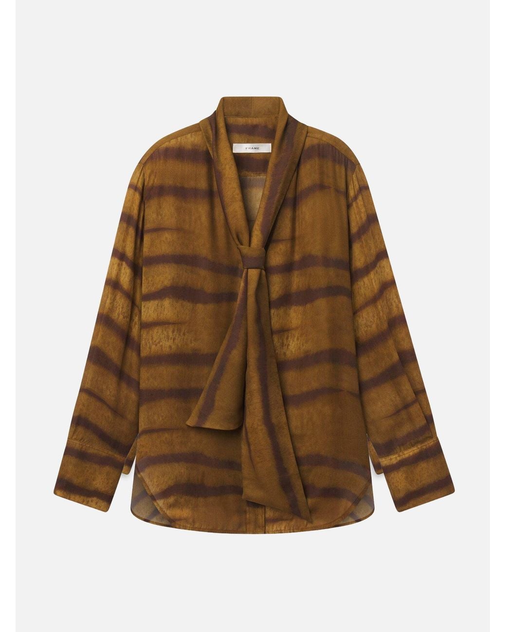 FRAME Brown The Silk Oversized Tie Shirt